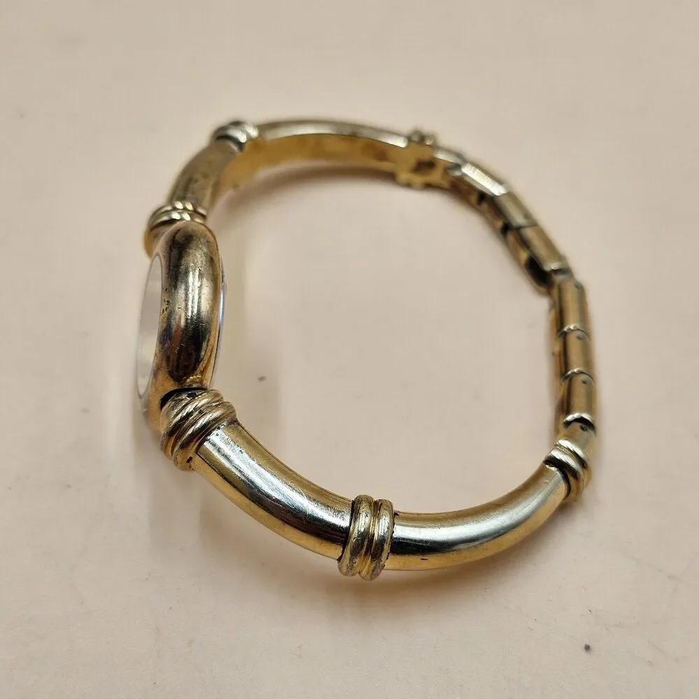 Vintage Anne Klein Gold Tone Quartz Bangle Watch New Battery Runs Great